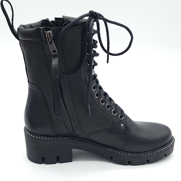Golo War & Peace Black Napa Leather Lace-up Zip Combat Boots Size 8 - Picture 7 of 11